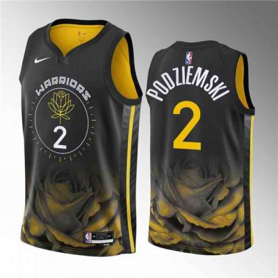 Men's Golden State Warriors #2 Brandin Podziemski Black 2023 Draft City Edition Swingman Stitched Basketball Jersey