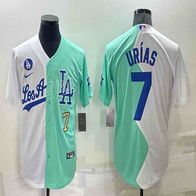 Men's Los Angeles Dodgers #7 Julio Ur'as 2022 All-Star White/Green Cool Base Stitched Baseball Jersey