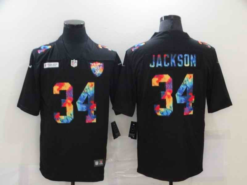 Men's Las Vegas Raiders #34 Bo Jackson 2020 Black Crucial Catch Limited Stitched Jersey