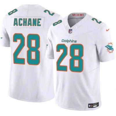 Men's Miami Dolphins #28 De'Von Achane White 2024 F.U.S.E Vapor Limited Stitched Football Jersey