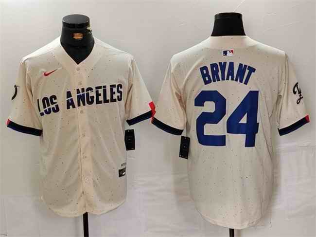 Men's Los Angeles Dodgers #24 Kobe Bryant Cream Stitched Baseball Jersey