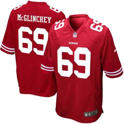 Men's San Francisco 49ers #69 Mike McGlinchey Scarlet 2018 NFL Draft First Round Pick Game Jersey