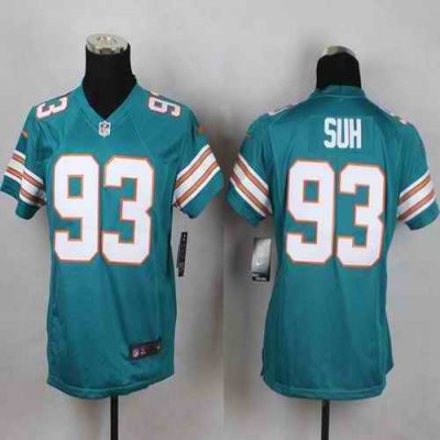 Nike Dolphins #93 Ndamukong Suh Aqua Green Alternate Youth Stitched NFL Elite Jersey