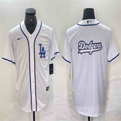 Men's Los Angeles Dodgers Team Big Logo White Cool Base Stitched Baseball Jersey