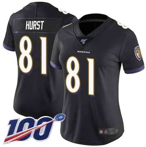 Women's Baltimore Ravens #81 Hayden Hurst  Black 2019 100th Season Vapor Untouchable Limited NFL Jersey