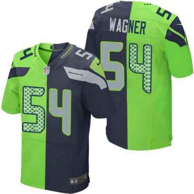 Nike Seahawks #54 Bobby Wagner Steel Blue/Green Men's Stitched NFL Elite Split Jersey