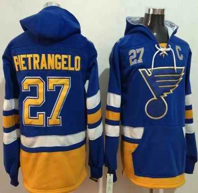 Blues #27 Alex Pietrangelo Light Blue Name & Number Pullover NHL Hoodie