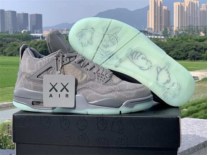 Men's Running Weapon Air Jordan 4 Nike x KAWS Retro 'Cool Grey & White' Shoes 078