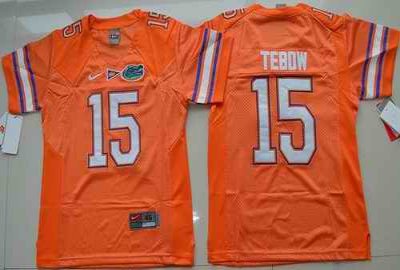 Gators #15 Tim Tebow Orange Stitched Youth NCAA Jersey