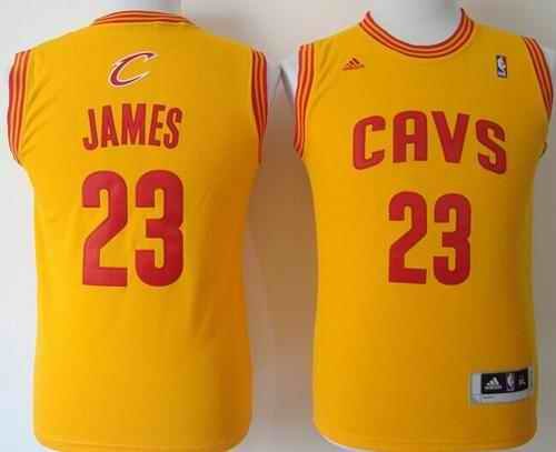 Revolution 30 Cavaliers #23 LeBron James Gold Stitched Youth NBA Jersey