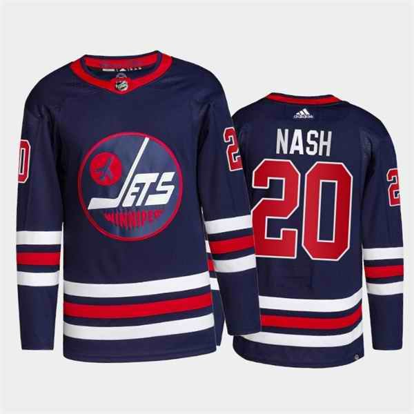 Men's Winnipeg Jets #20 Riley Nash 2021/22 Navy Stitched Jersey