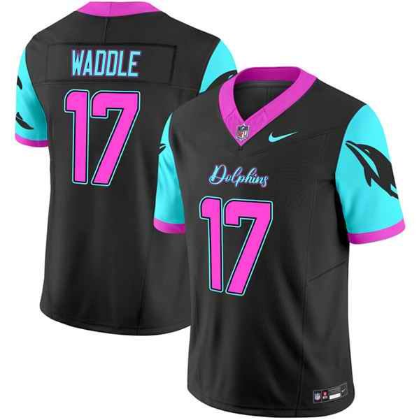 Men's Miami Dolphins #17 Jaylen Waddle Black F.U.S.E. "Miami Vice" Vapor Limited Stitched Football Jersey