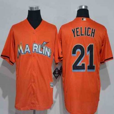 marlins #21 Christian Yelich Orange New Cool Base Stitched MLB Jersey