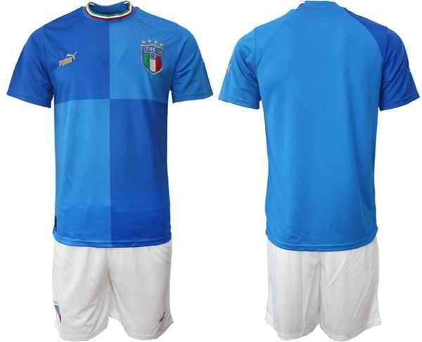 Men's Italy Custom Blue Home Soccer Jersey Suit