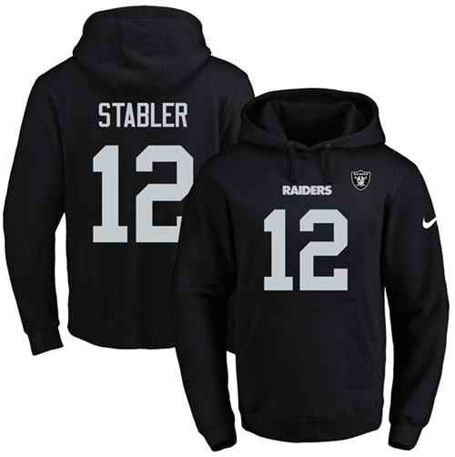 Nike Raiders #12 Kenny Stabler Black Name & Number Pullover NFL Hoodie