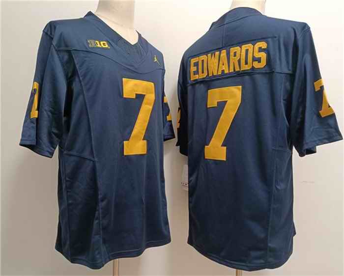 Men's Michigan Wolverines #7 Donovan Edwards 2023 F.U.S.E.Navy Stitched Jersey