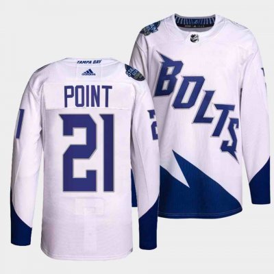 Men's Tampa Bay Lightning #21 Brayden Point 2022 White Stadium Series Breakaway Stitched Jersey