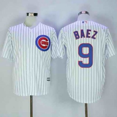 Cubs #9 Javier Baez White(Blue Strip) New Cool Base Stitched MLB Jersey