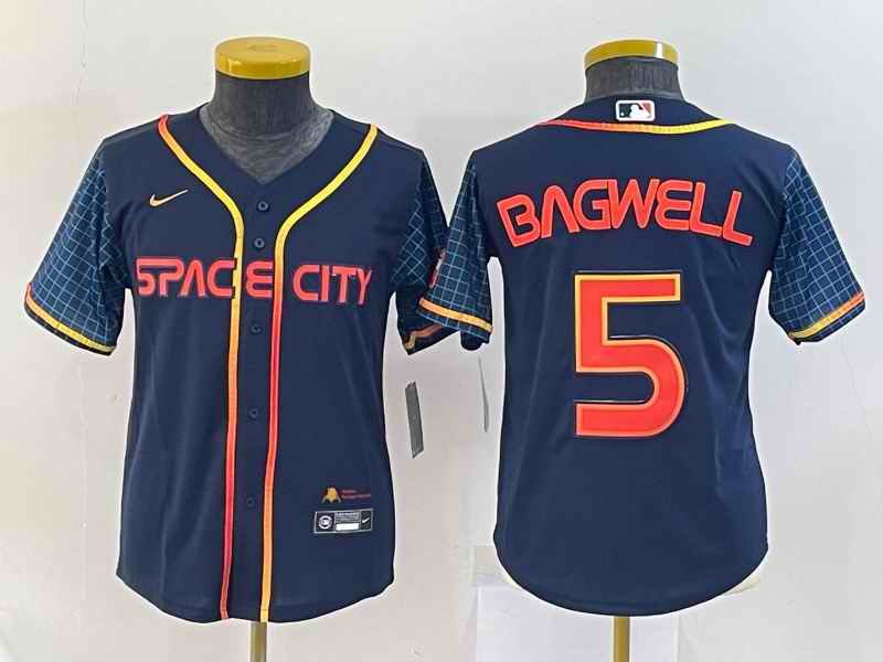 Women's Houston Astros #5 Jeff Bagwell 2022 Navy City Connect Stitched Jersey(Run Small)