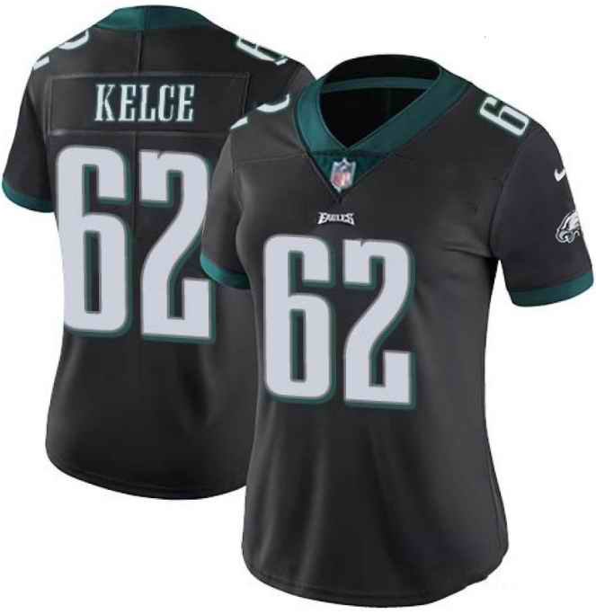 Women's Philadelphia Eagles #62 Jason Kelce Black Vapor Untouchable Limited Stitched Football Jersey(Run Small)