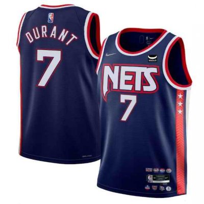 Men's Brooklyn Nets #7 Kevin Durant 2021/22 Swingman Navy City Edition 75th Anniversary Stitched Basketball Jersey