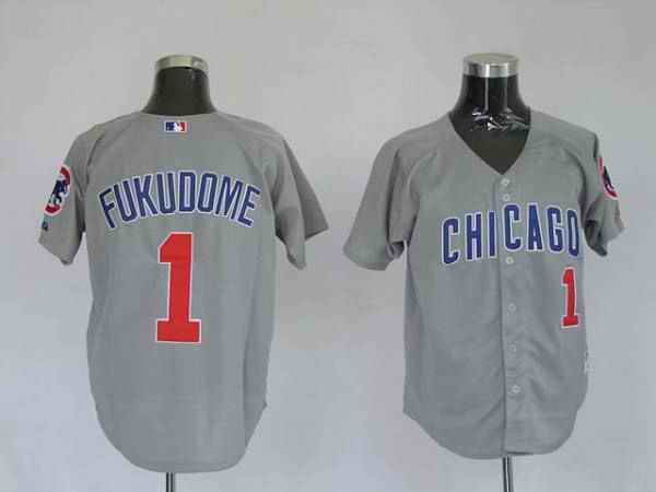 Cubs #1 Kosuke Fukudome Stitched Grey MLB Jersey