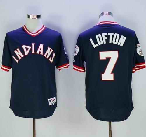 Indians #7 Kenny Lofton Navy Blue 1976 Turn Back The Clock Stitched MLB Jersey