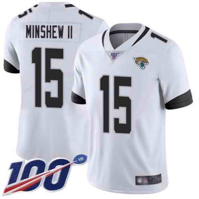 Men's Jacksonville Jaguars #15 Gardner Minshew II  White 2019 100th Season Vapor Untouchable Limited Stitched NFL Jersey