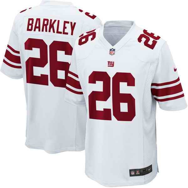 Men's New York Giants #26 Saquon Barkley White 2018 NFL Draft Pick Game Jersey