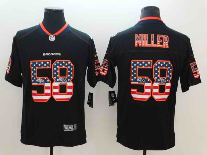 Men's Denver Broncos #58 Von Miller Black 2018 USA Flag Color Rush Limited Fashion NFL Stitched Jersey