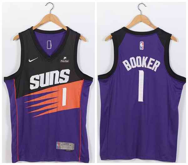 Men's Phoenix Suns #1 Devin Booker Purple Stitched Jersey