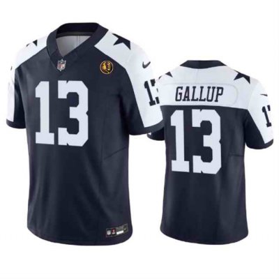 Men's Dallas Cowboys #13 Michael Gallup Navy 2023 F.U.S.E. With John Madden Patch Thanksgiving Vapor Limited Stitched Football Jersey