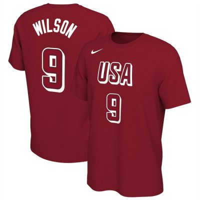 Men's USA Basketball #9 A'ja Wilson 2024 Red T-Shirt(Run Small)