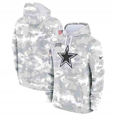 Youth Dallas Cowboys 2024 White/Gray Salute To Service Pullover Hoodie