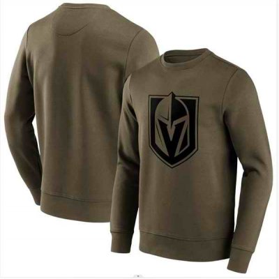 Men's Vegas Golden Knights Khaki Iconic Preferred Logo Graphic Crew Sweatshirt