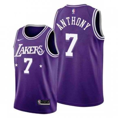 Men's Los Angeles Lakers #7 Carmelo Anthony 2021/22 City Edition Purple Stitched Jersey