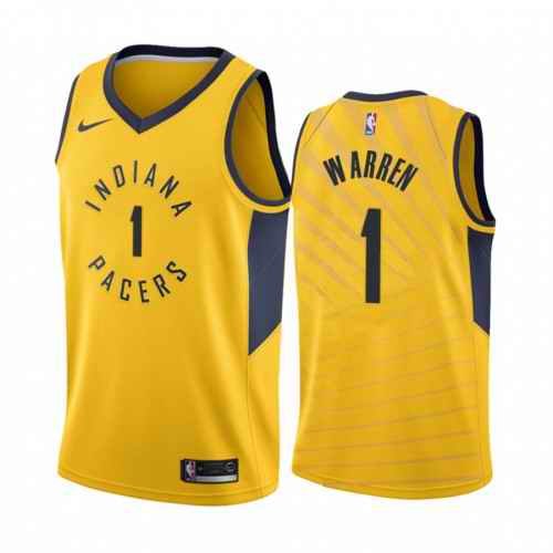 Men's Indiana Pacers #1 T.J. Warren Yellow Stitched Jersey