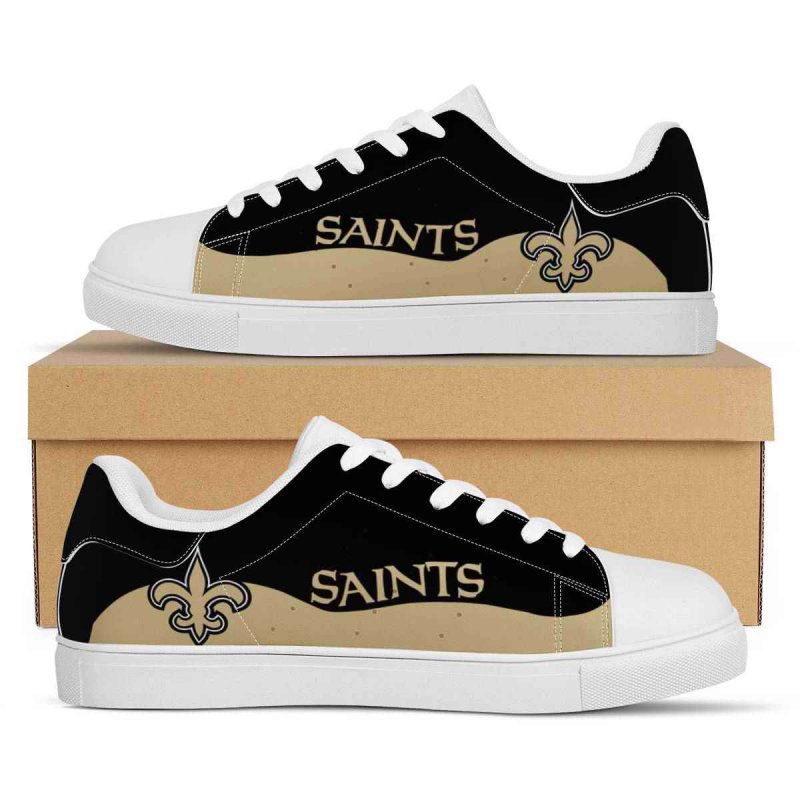 Women's New Orleans Saints Low Top Leather Sneakers 001