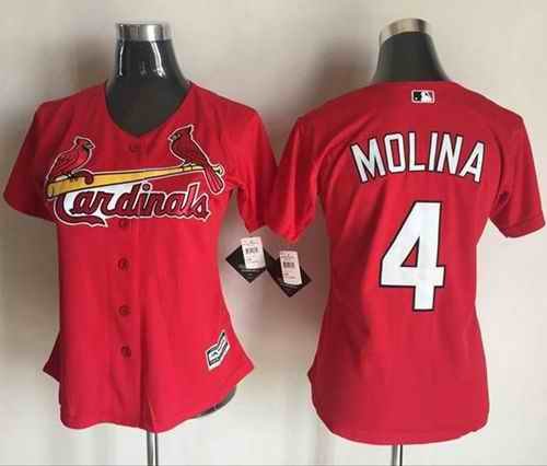 Cardinals #4 Yadier Molina Red Women's Alternate Stitched MLB Jersey