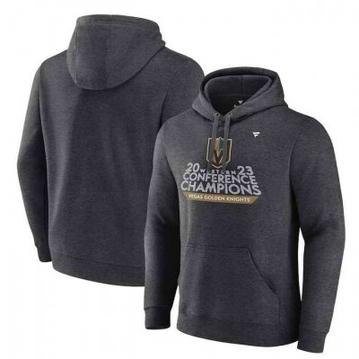 Men's Vegas Golden Knights Heather Charcoal 2023 Western Conference Champions Locker Room Pullover Hoodie