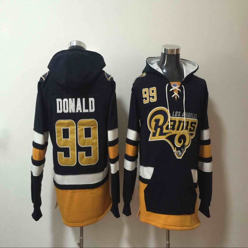 Men's Los Angeles Rams #99 Aaron Donald Navy Blue All Stitched NFL Hoodie Sweatshirt