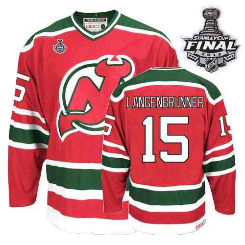 Devils #15 Jamie Langenbrunner 2012 Stanley Cup Finals Red and Green CCM Throwback Stitched NHL Jersey