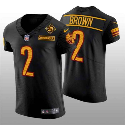 Men's Washington Commanders #2 Dyami Brown 90th Anniversary Black Elite Stitched Jersey