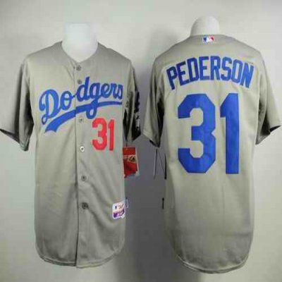 Dodgers #31 Joc Pederson Grey Cool Base  Stitched MLB Jersey