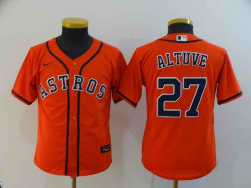 Youth Houston Astros #27 Jose Altuve Orange Cool Base Stitched MLB Jersey