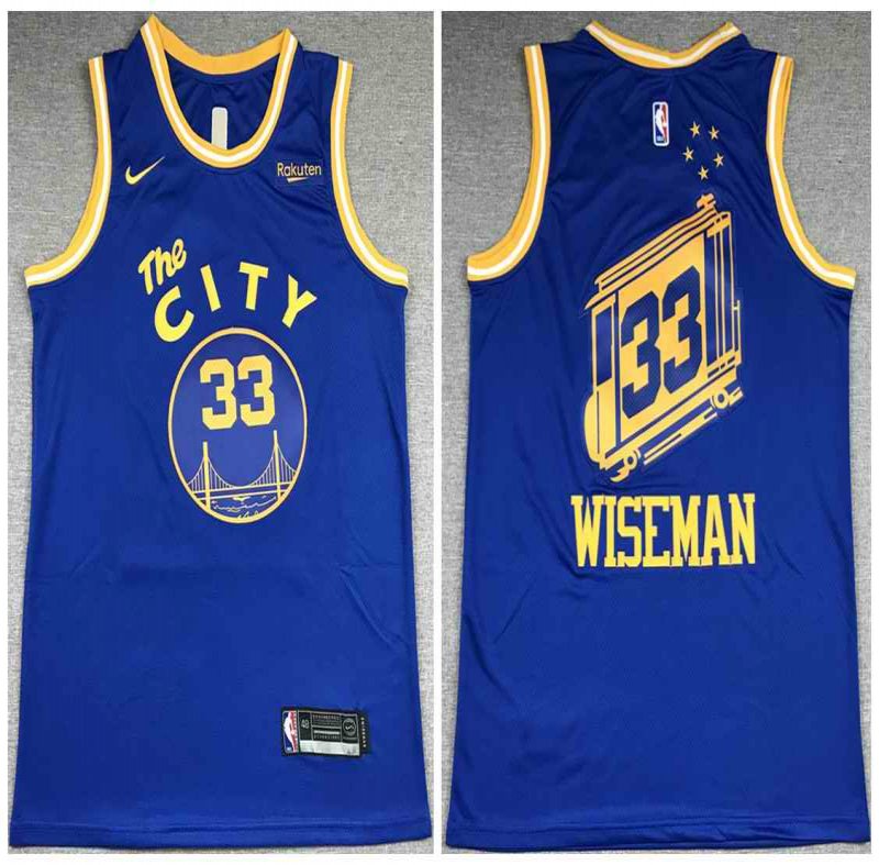 Men's Golden State Warriors #33 James Wiseman 2020-2021 Blue Dri-FIT Hardwood Classic Stitched Jersey