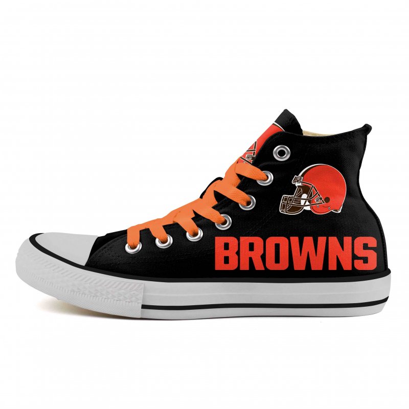 Women's NFL Cleveland Browns Repeat Print High Top Sneakers 004