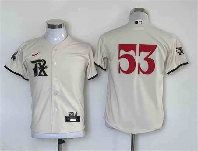 Youth Texas Rangers #53 Adolis Garc'a Cream 2023 City Connect Stitched Baseball Jersey