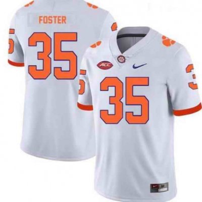 Men's Clemson Tigers #35 Justin Foster White Stitched Football Jersey