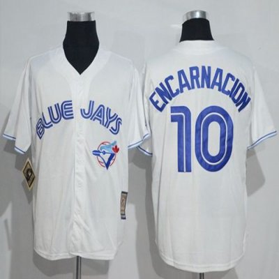 Blue Jays #10 Edwin Encarnacion White Cooperstown Throwback Stitched MLB Jersey